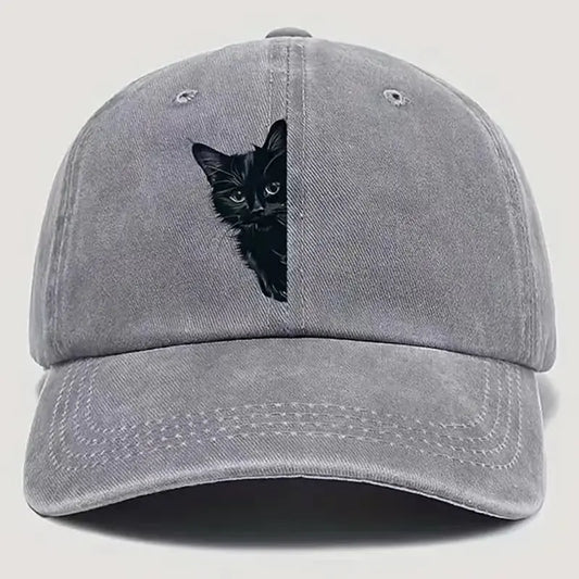Animal Kitten Print Golf Cap - Men and Women Universal Vintage Washed Baseball Cap