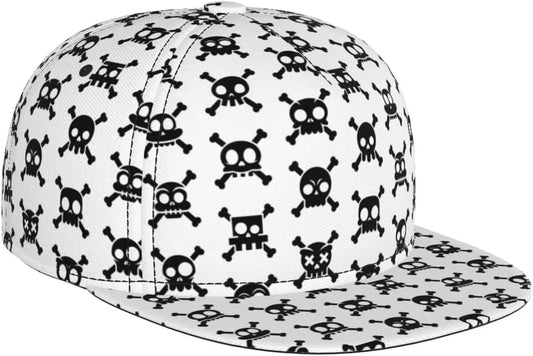 Mens Snapback Cap Cartoon Skull Funny