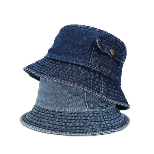 Denim Solid Color Bucket Hat