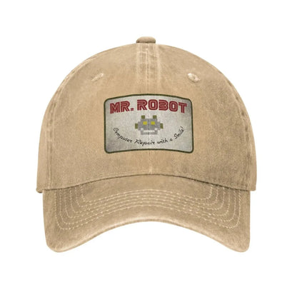 Computer With Sourires Anime Funny Mr Robot Custom Retro Cowboy Washed Baseball Caps For Men