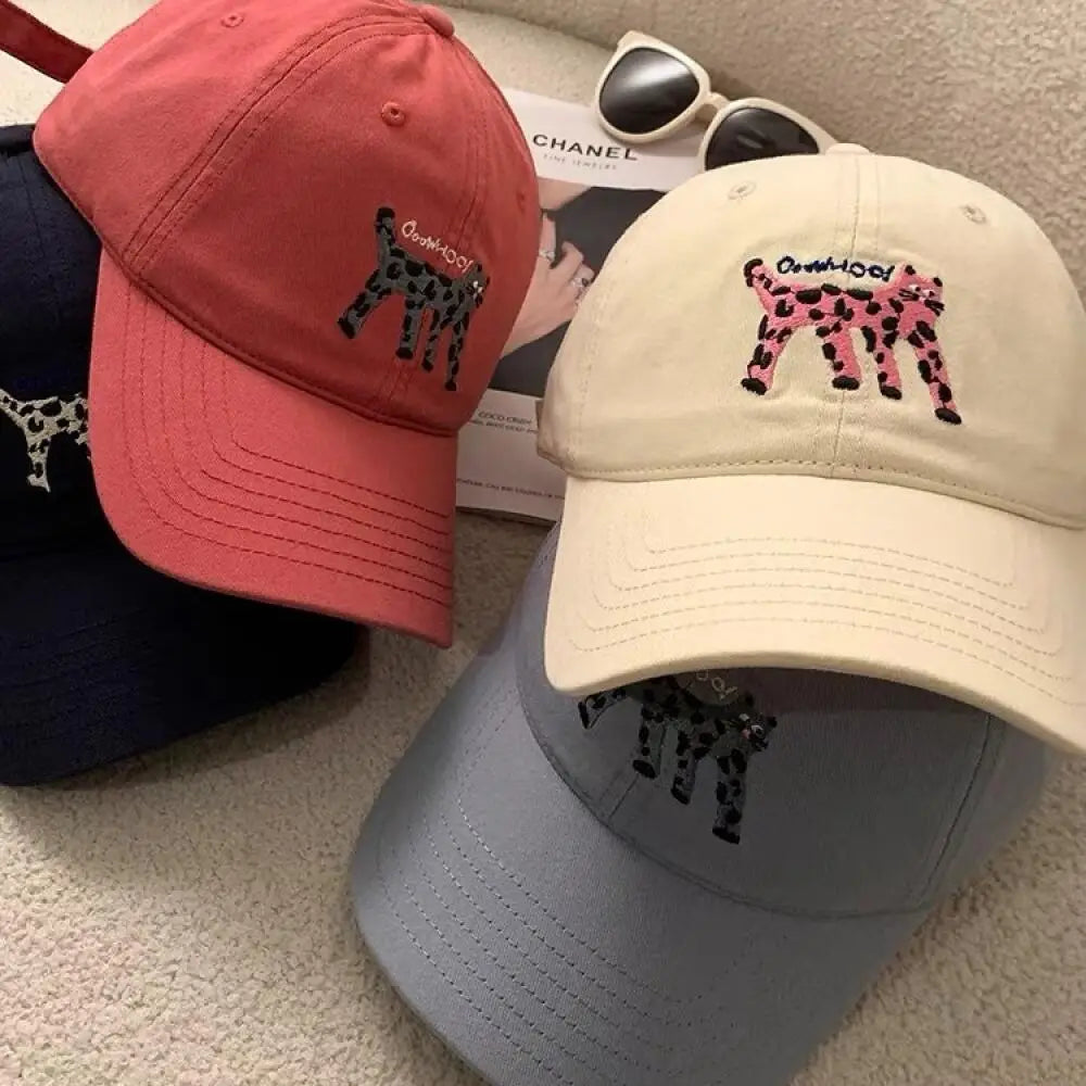 Cat Embroidered Cotton Mesh Baseball Cap