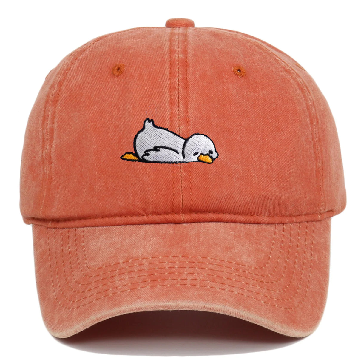 Cute Lazy Duck Washed Embroidery Baseball Hats