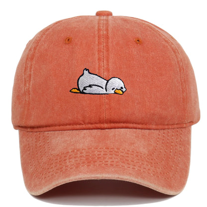Cute Lazy Duck Washed Embroidery Baseball Hats