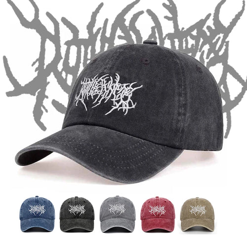 Fashion Washed Baseball Caps for Men Women Goth Rock Embroidered Casual Cap