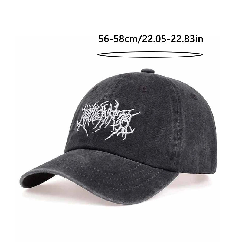 Fashion Washed Baseball Caps for Men Women Goth Rock Embroidered Casual Cap