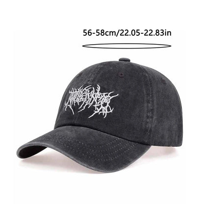 Fashion Washed Baseball Caps for Men Women Goth Rock Embroidered Casual Cap
