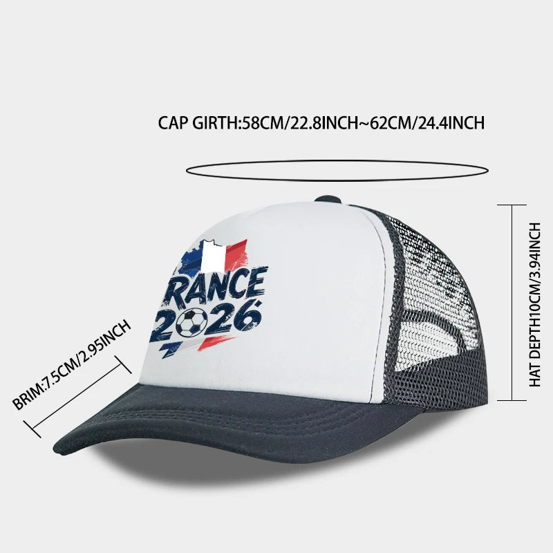 France 2026 Football Print Mesh Baseball Hat