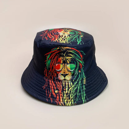 Print Lion Graffiti Letter Bucket Hats New Unisex Fisherman Caps