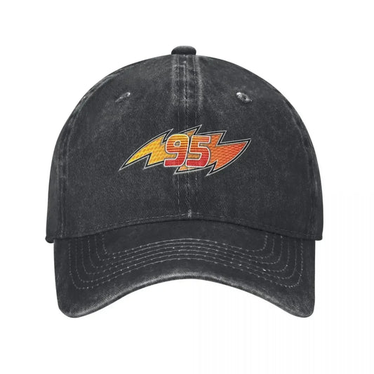 Cars Lightning Mcqueen I Am Speed Baseball Caps Distressed Denim Number 95 Cartoon