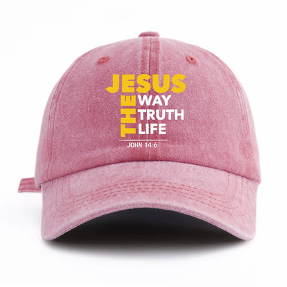 JESUS CROSS Print Washed Baseball Cap