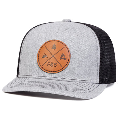 Unisex F&S Round Leather Label Baseball Net Caps Spring and Summer Outdoor