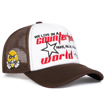 Unisex Pentagram Star World Embroidery Baseball Cap