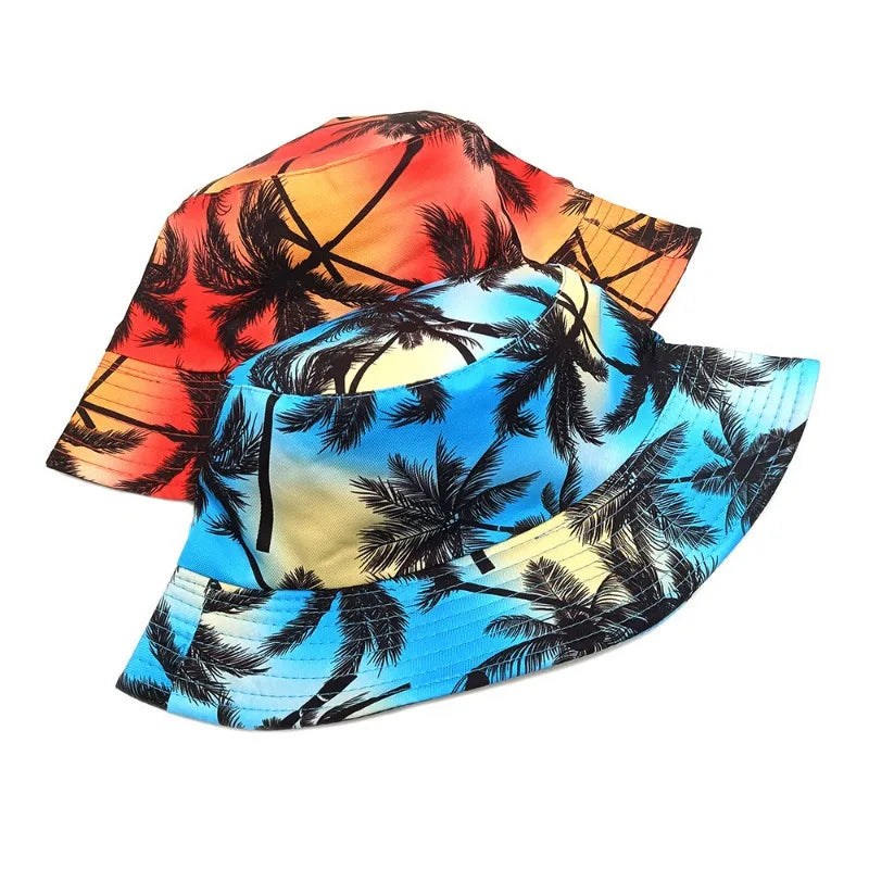 Fisherman Bucket Hat with Tropical Palm Tree Print