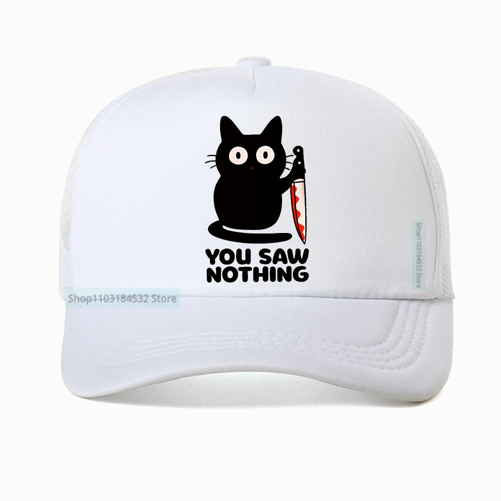 You Saw Nothing Black Cat Baseball Cap