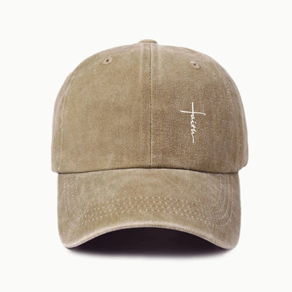 Retro Washed Water-Resistant Universal Cross-Print Baseball Cap