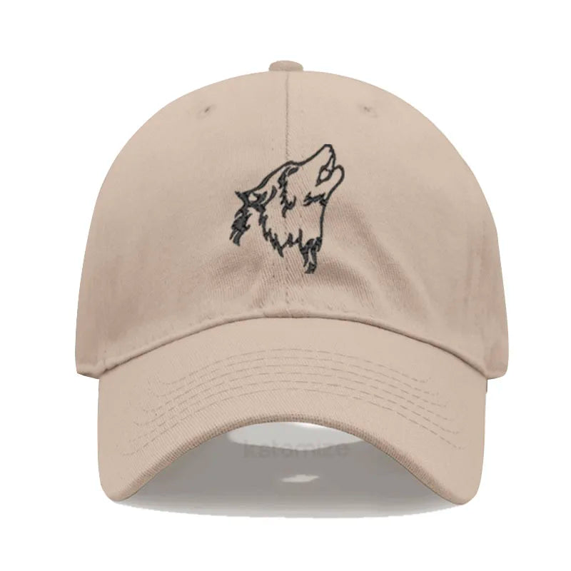 Wolf Embroidered Baseball Cap For Women Men