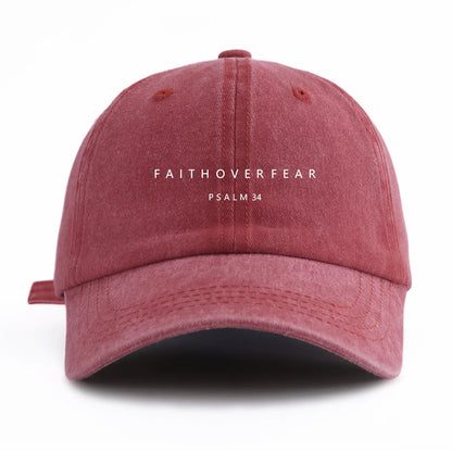 FAITHOVERFEAR Print Washed Baseball Cap For Adults