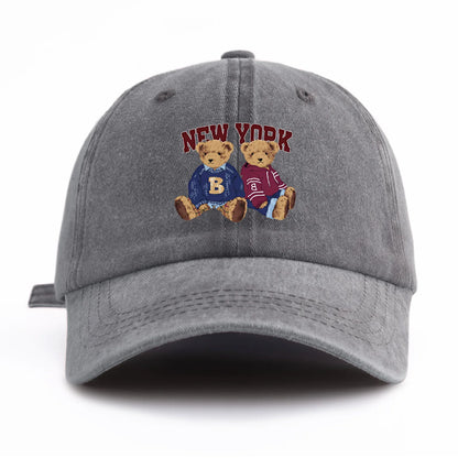 Bear Duo Print Washed Baseball Cap