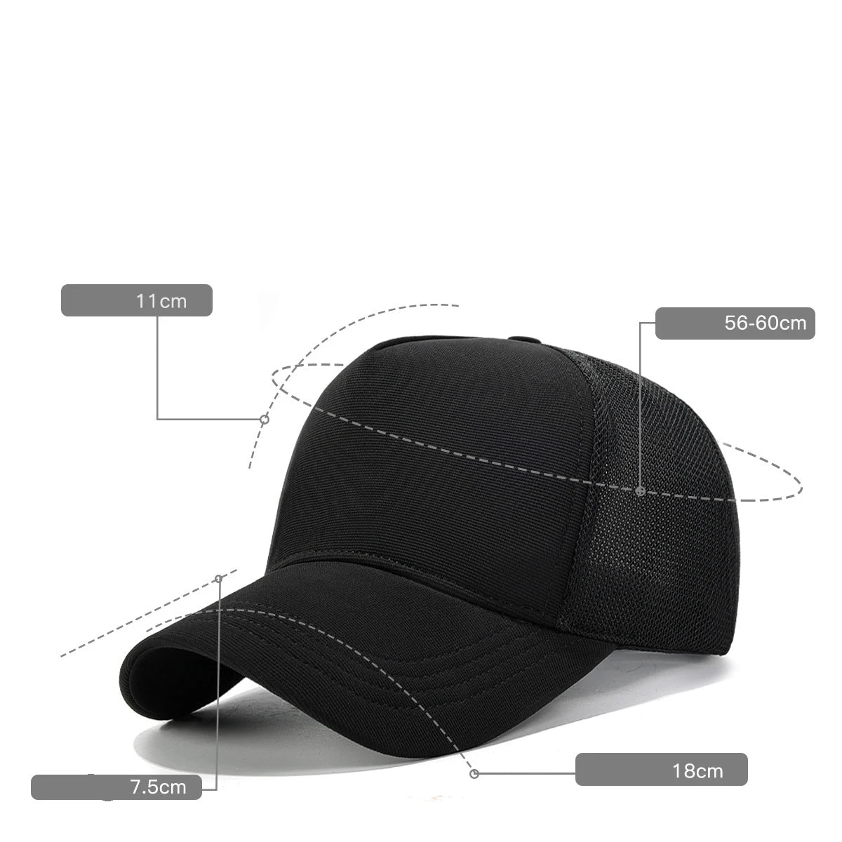 Solid Color Large Brim Flat Panel Hat Deepened Baseball Cap