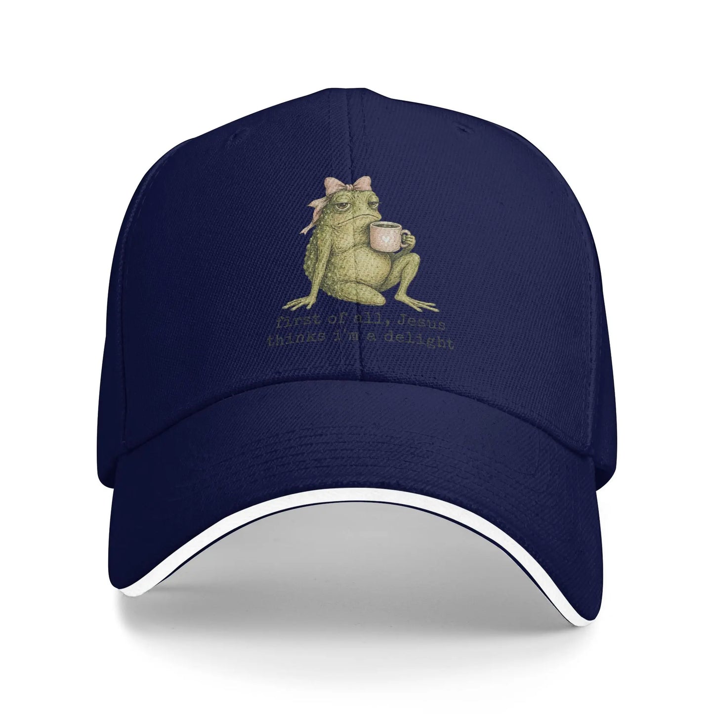 First of All Jesus Thinks I'm A Delight Frog Meme Baseball Caps