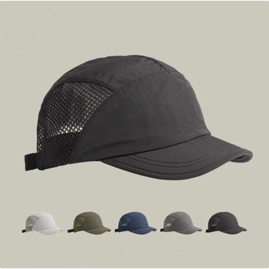 Vintage Short Brim Solid Nylon Mesh Baseball Cap