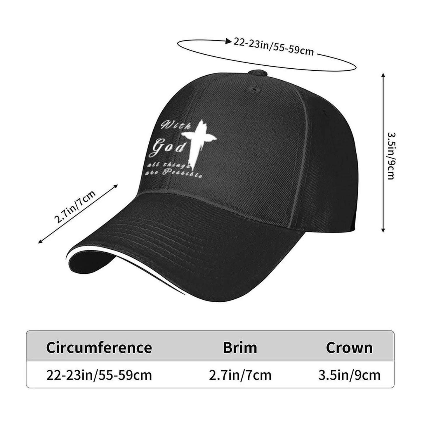 With God All Things Are Possible Cross Baseball Cap