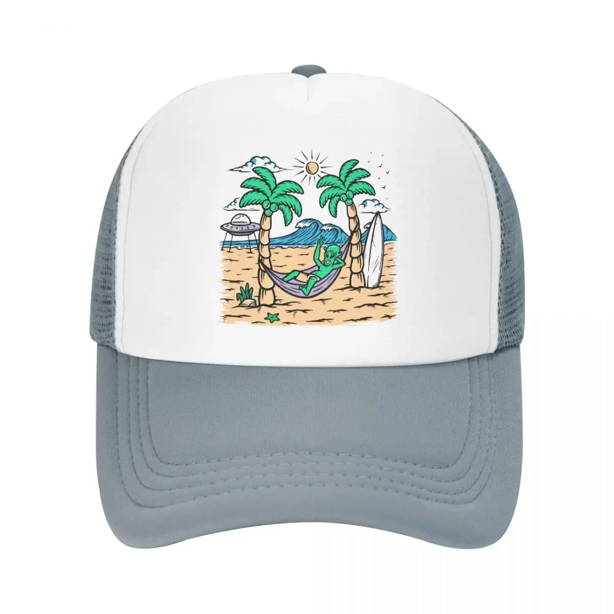 Custom Summer Beach Alien Surfing Baseball Cap
