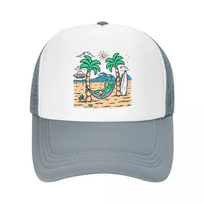 Custom Summer Beach Alien Surfing Baseball Cap