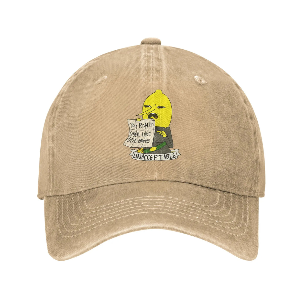 Unisex Lemongrab Printed Hat Fashion Distressed Denim Baseball Cap