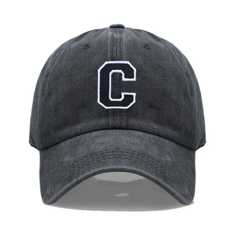 Initial Letter A-Z Embroider Baseball Cap