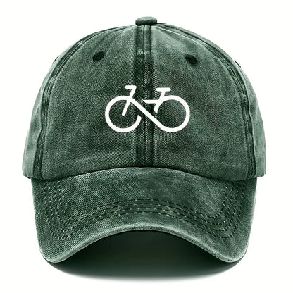 Vintage Bicycle Printed Baseball Cap With White Geometric Design