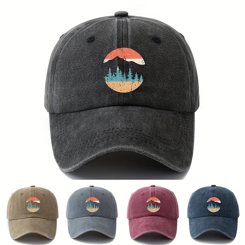 Mountain Sunset Printed Baseball Hat