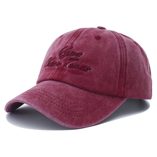 Unisex Letter Embroidery Washed Cotton Baseball Cap For Women Men