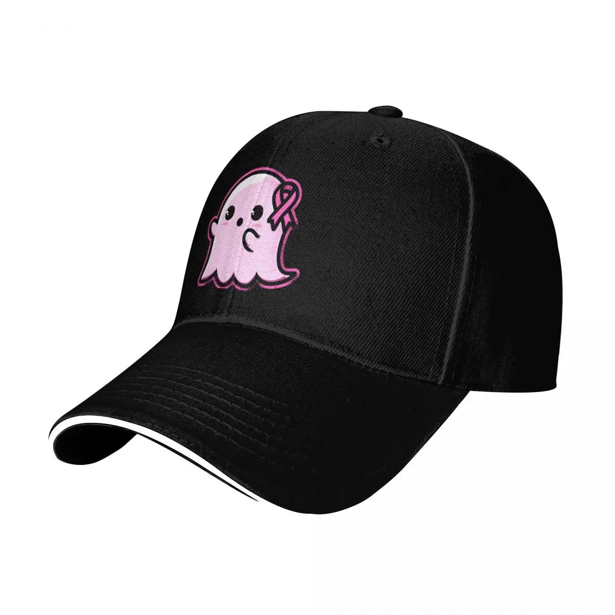 Pink Ribbon Ghost Charm Baseball Cap