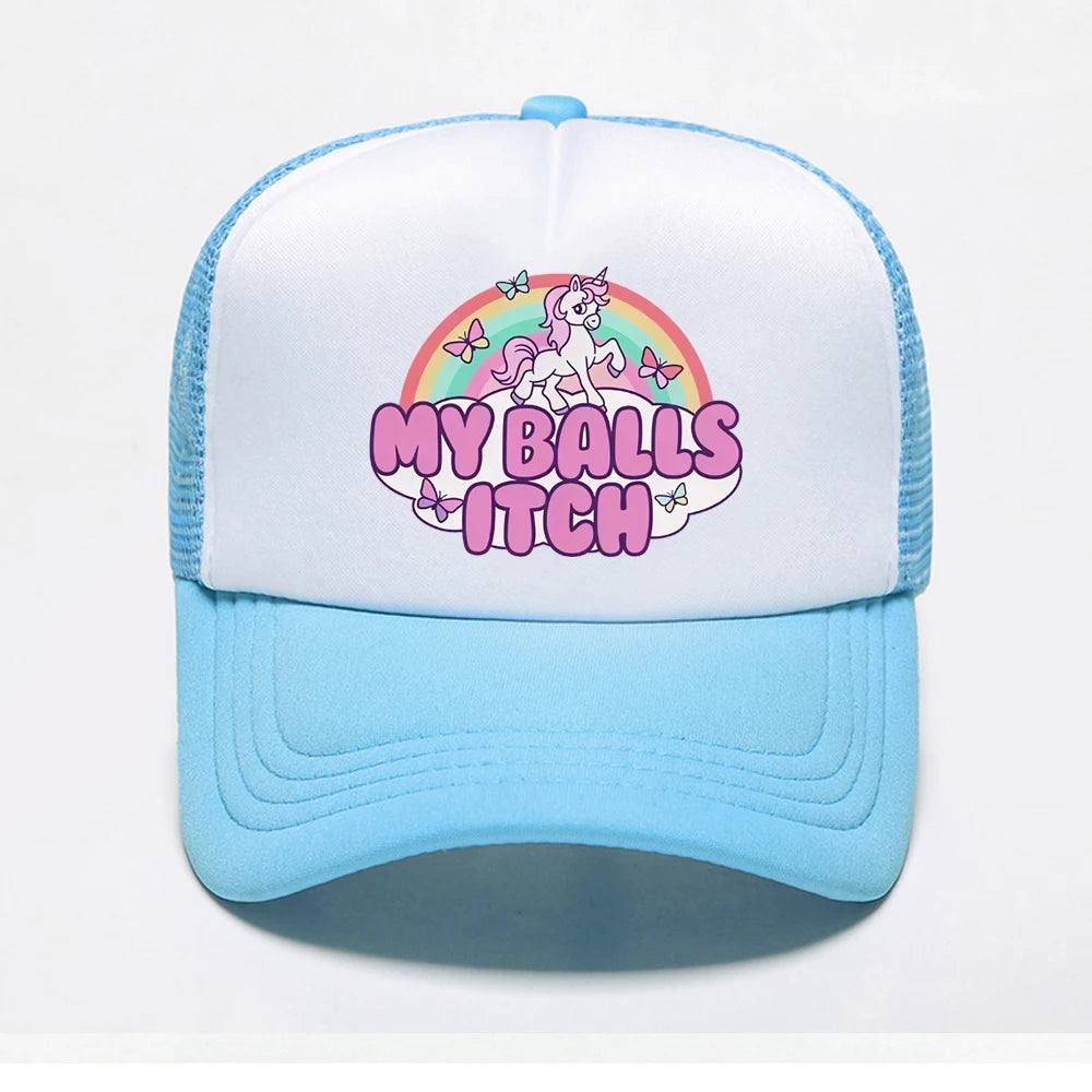 My Balls Itch Ironic Unicorn Rainbow Offensive Baseball Cap