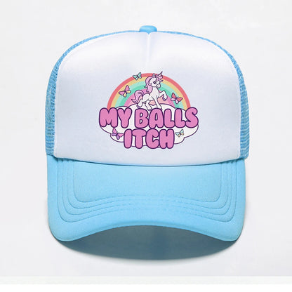 My Balls Itch Ironic Unicorn Rainbow Offensive Baseball Cap