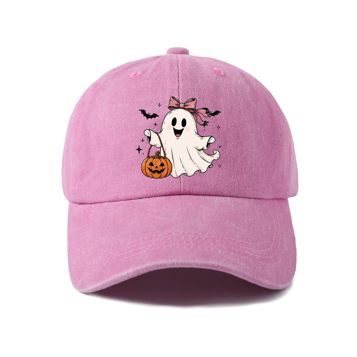 Witch Ghost With Pumpkin Graphic Baseball Cap