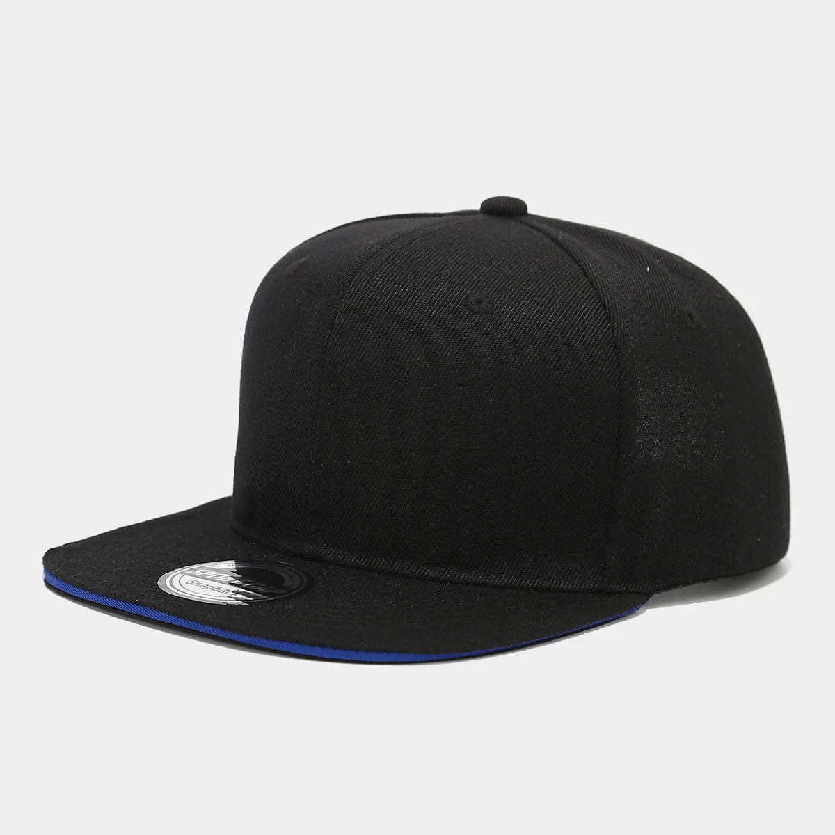 New Flat-Brim Hip-Hop Hat Solid Black Sun Hat Men Women Snapback Cap