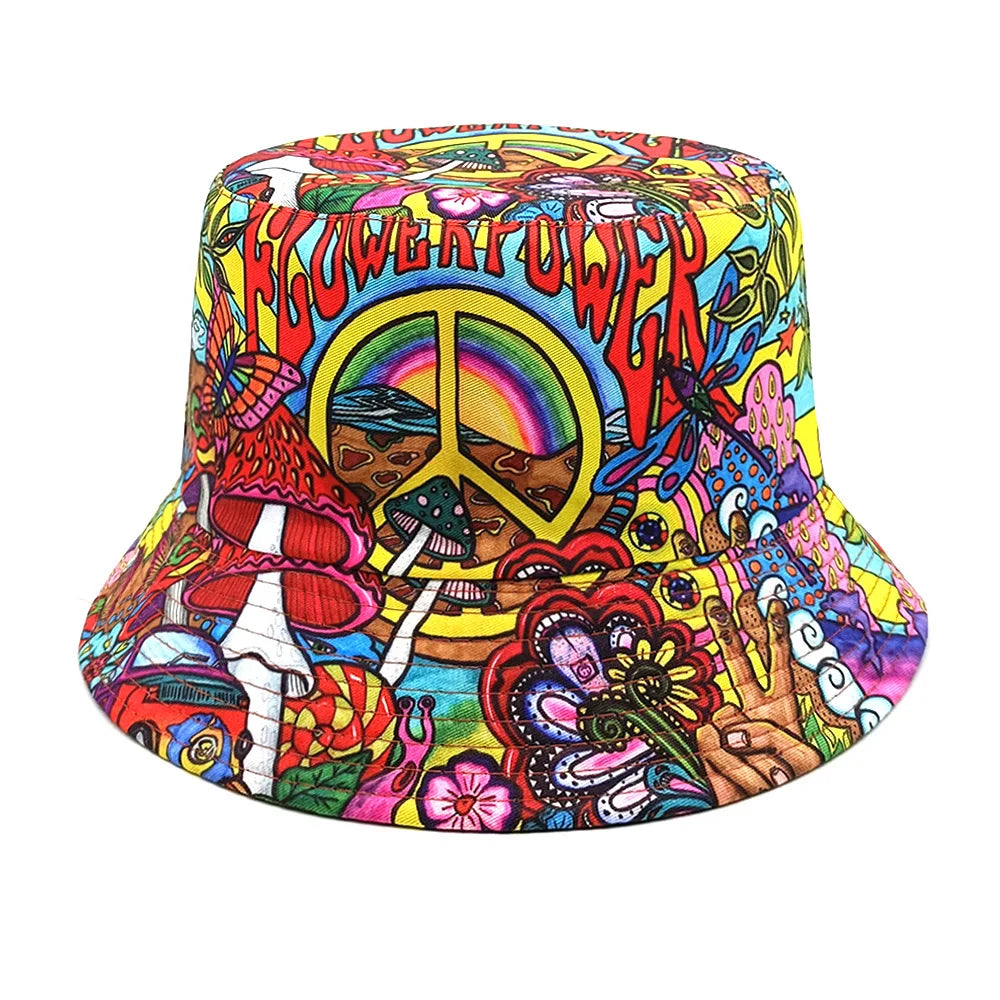 Retro 70s Psychedelic Graffiti Bucket Hat