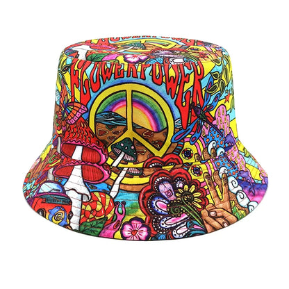 Retro 70s Psychedelic Graffiti Bucket Hat