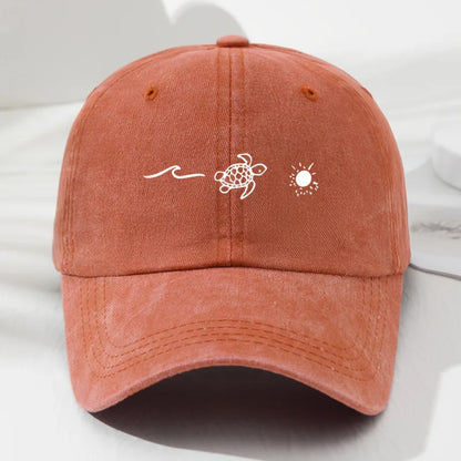 Wave Turtle Sun Printed Baseball Cap For Men And Women