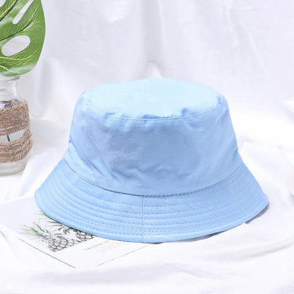 Fashion Cotton Bucket Hats Summer Foldable Sunscreen Panama Hat Solid Color