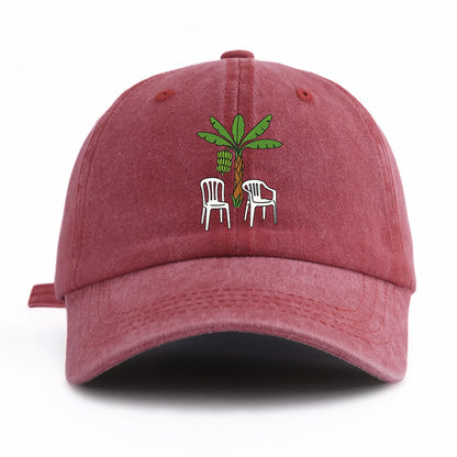 Chair And Tree Print Washed Baseball Cap