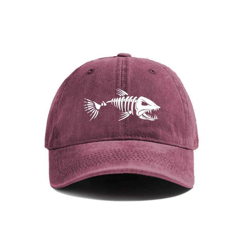 Fishbone Baseball Cap Fishing Skeleton Fish Bone