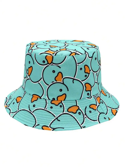 Casual Colorful Cartoon Duckling Print Bucket Hat