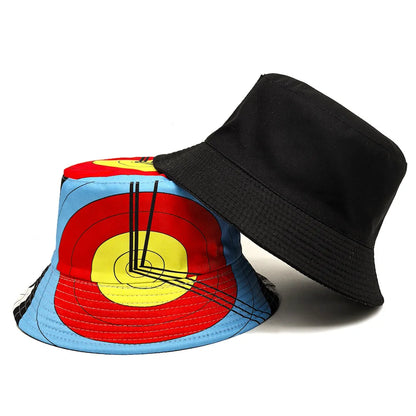 Target Bucket Hat Bow And Arrow Printing Fisherman Hats Double Sides For Men Women