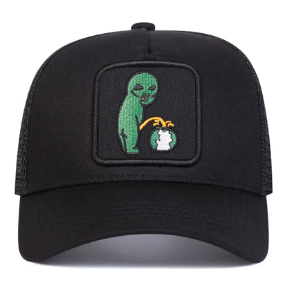 Alien Embroidered Adjustable Mesh Baseball Hat