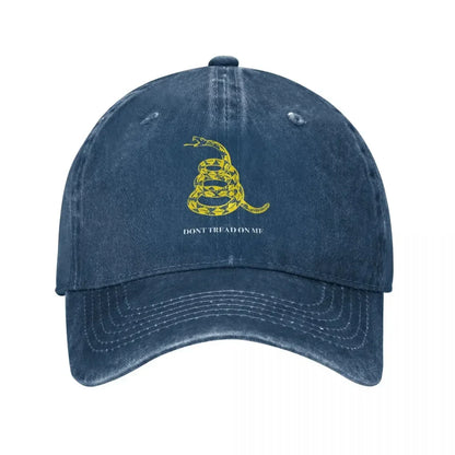Gadsden Flag Don't Tread On Me Libertarian Denim Baseball Cap Yellow