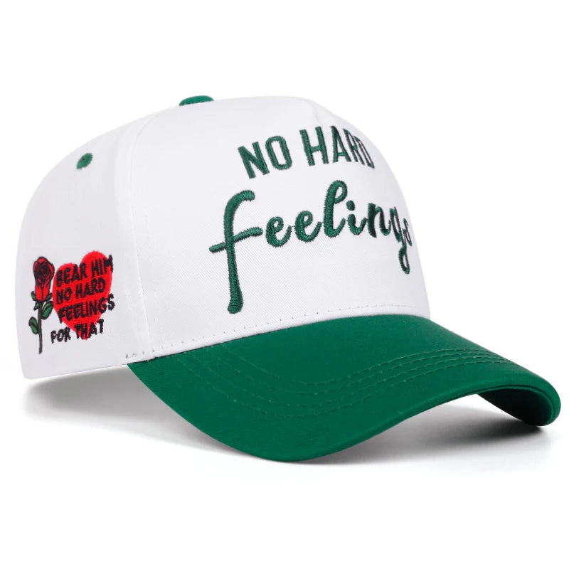 NO HARD Letter Rose Embroidery Baseball Caps