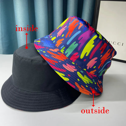 2024 New Bucket Hats Letter Embroidered Double-sided Fisherman